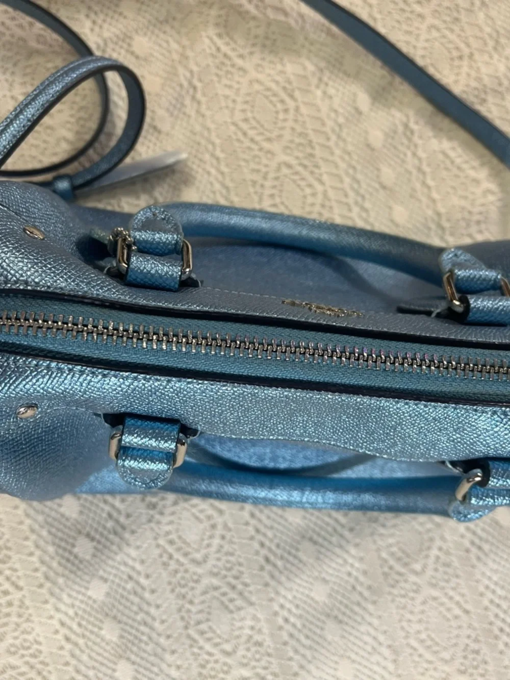 Metallic Blue Women's Satchel Handbag